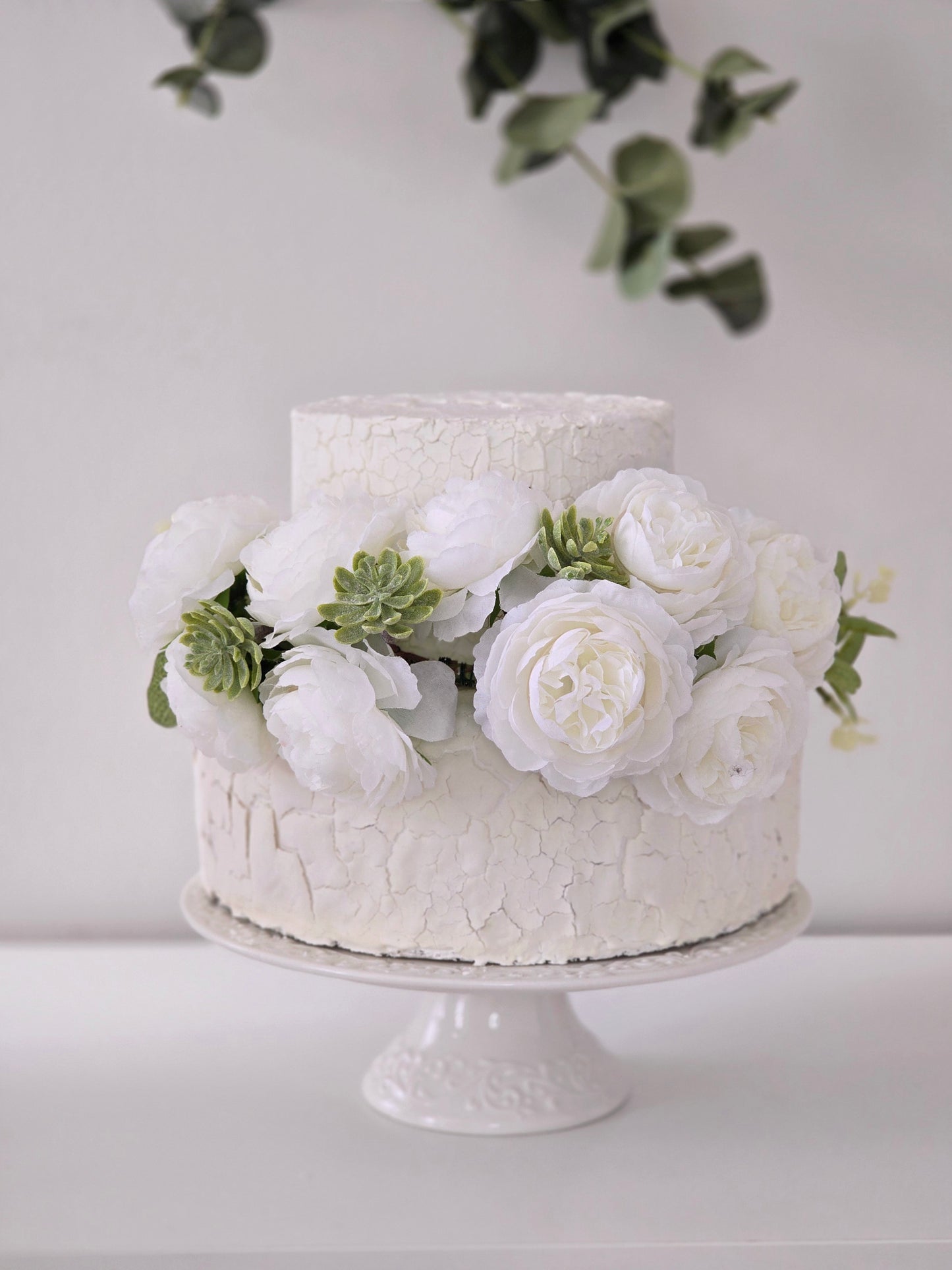 White Ring Floral Cake Topper