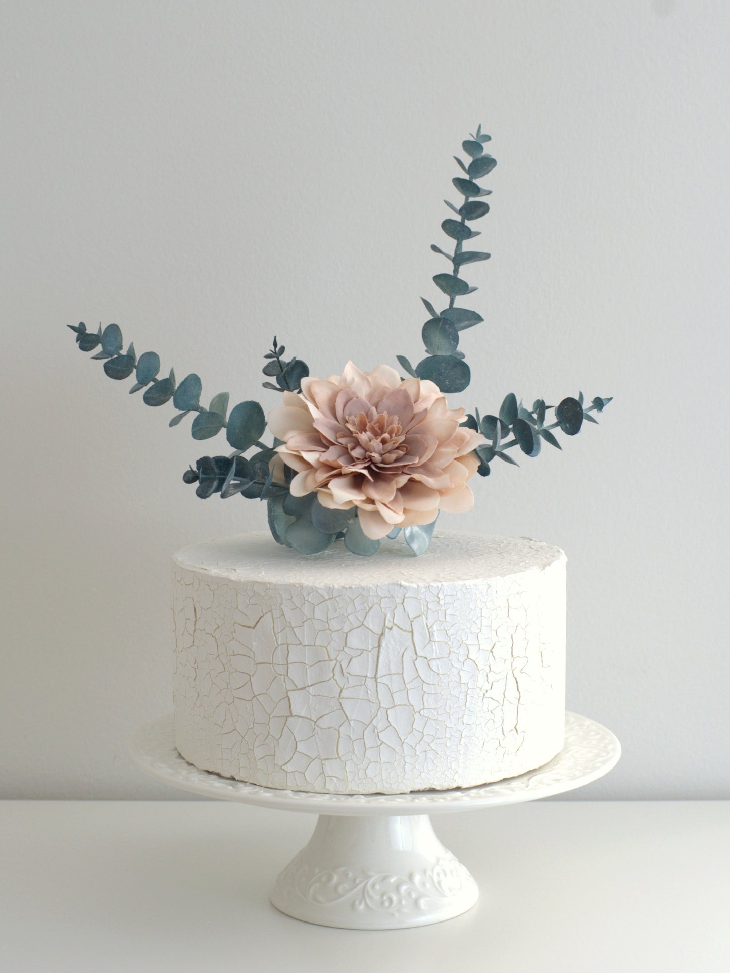 Dahlia and Eucalyptus Floral Cake Topper