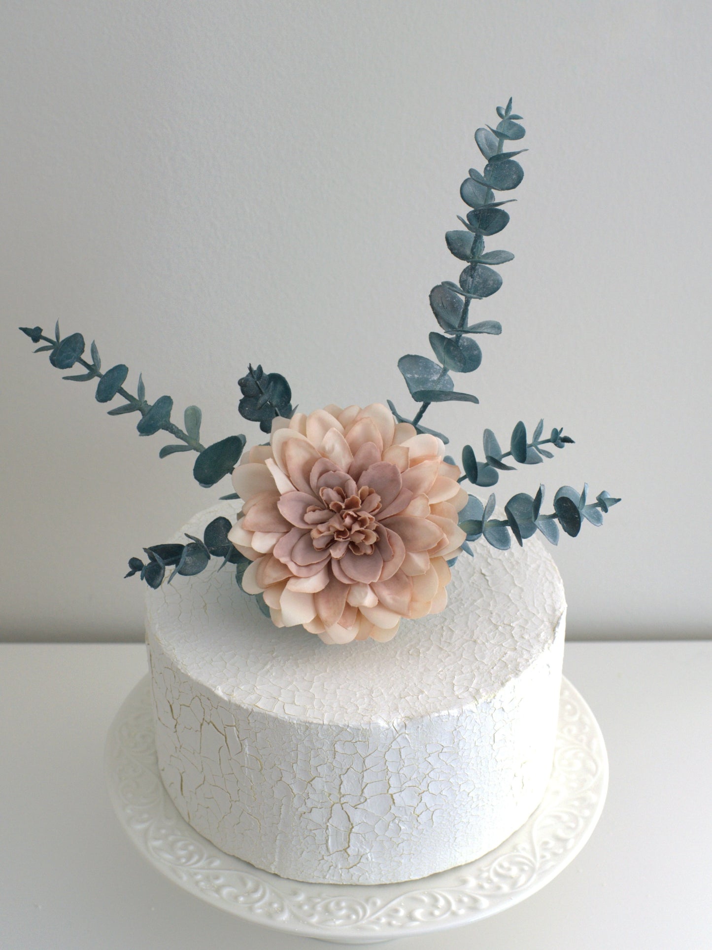 Dahlia and Eucalyptus Floral Cake Topper