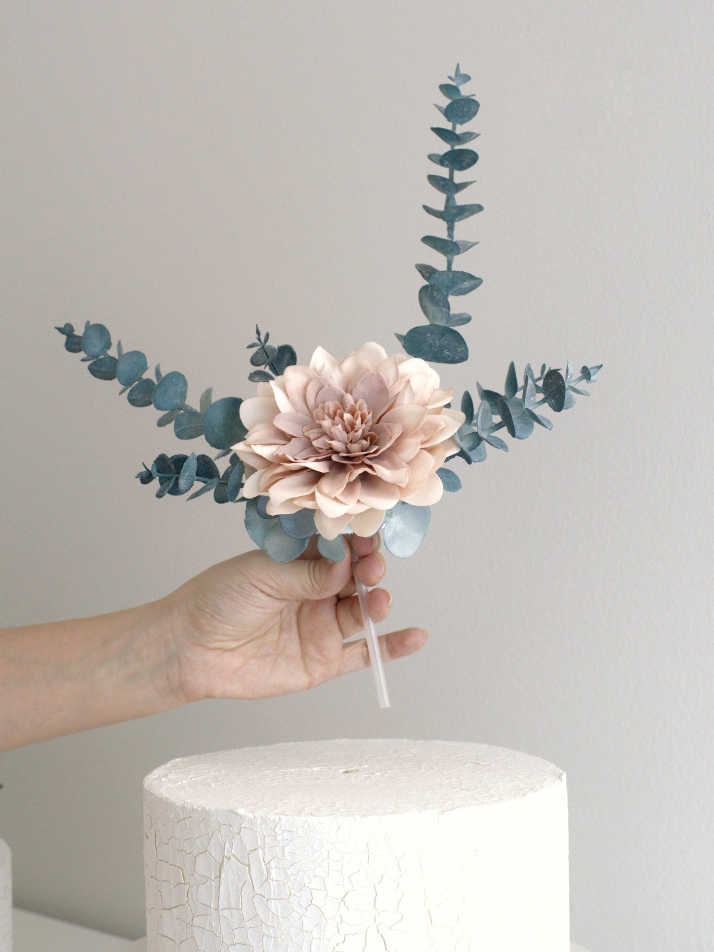 Dahlia and Eucalyptus Floral Cake Topper