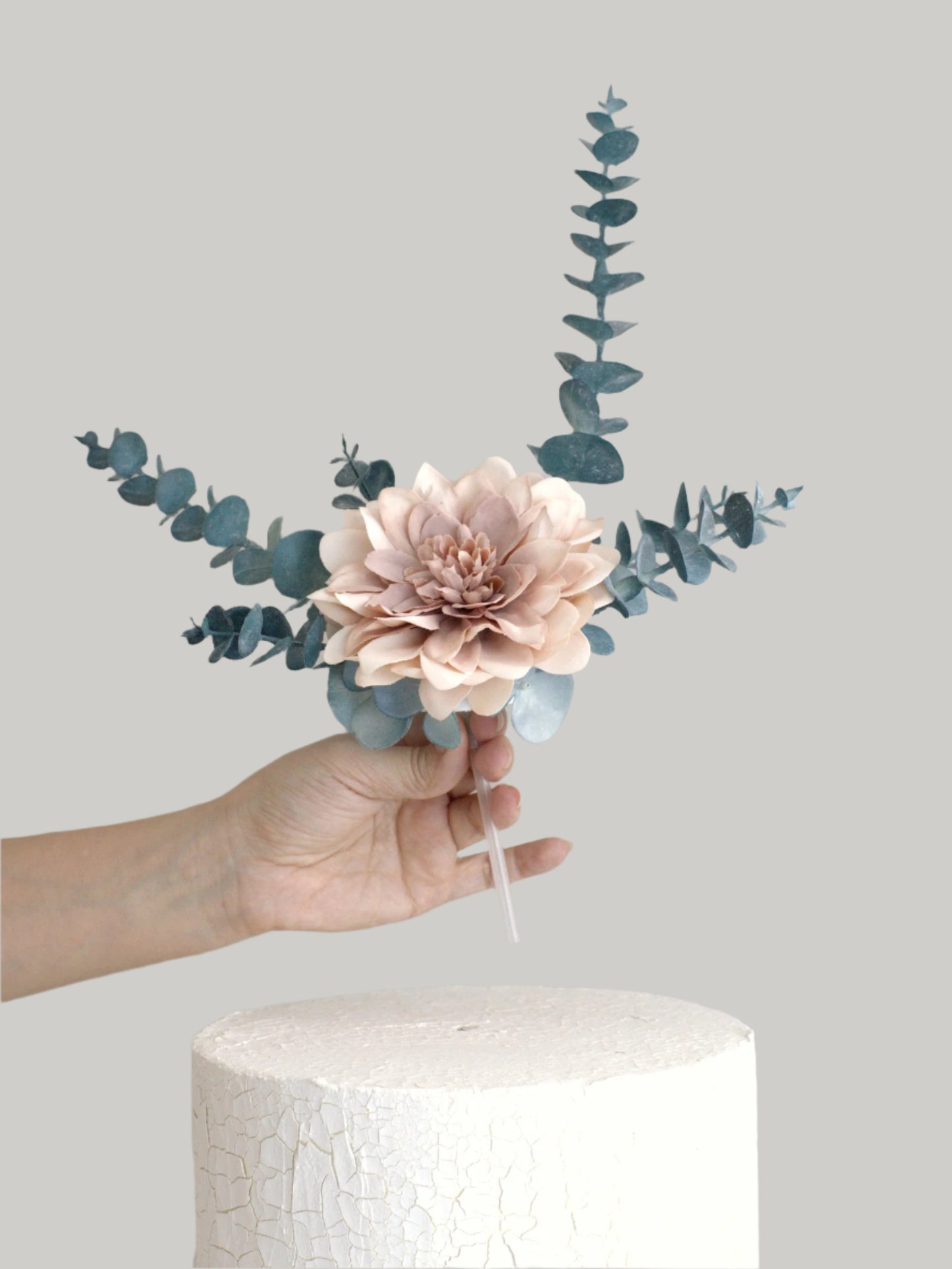 Dahlia and Eucalyptus Floral Cake Topper