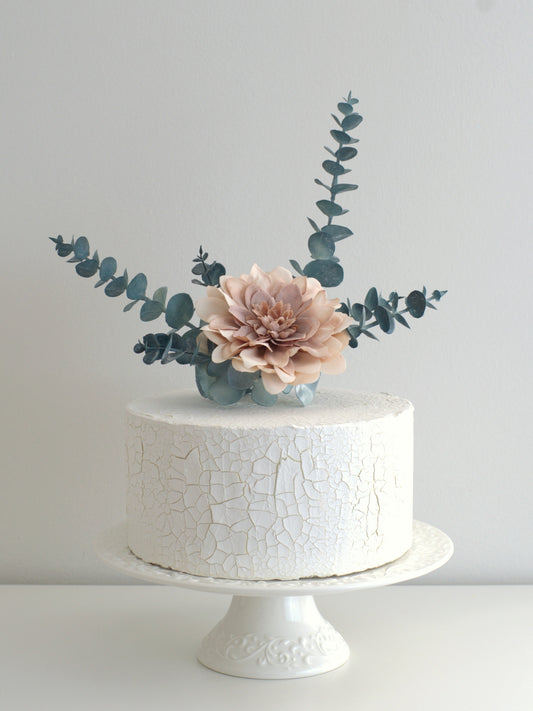 Dahlia and Eucalyptus Floral Cake Topper